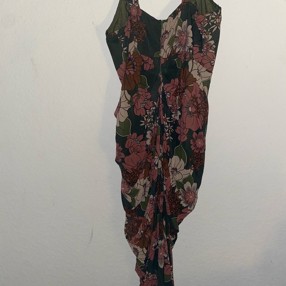 Pretty Little Thing Floral Green Pink Corset Underwire Draped Coquette Dress 12 - Picture 13 of 14